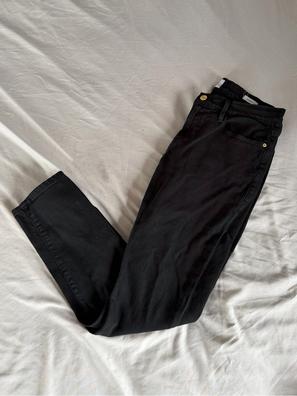 Frame Denim Black Straight Leg Jeans